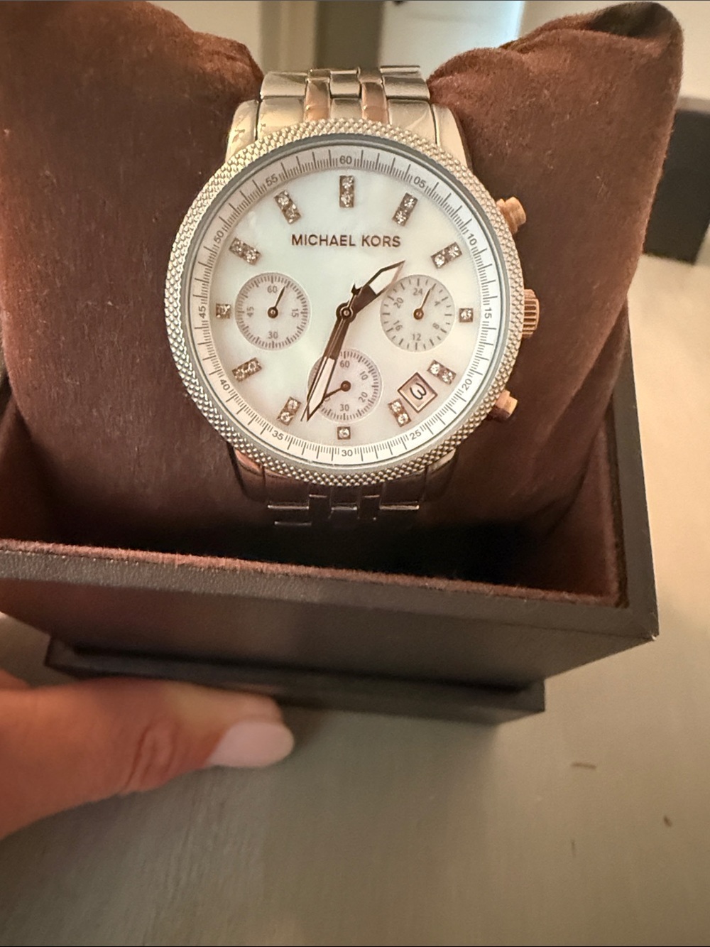 Michael Kors Two-Tone Silver and Rose Gold Crystal Accent Watch
